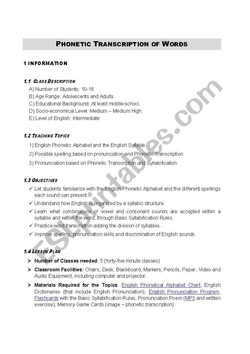 Phonetic Transcription Of Words ESL Worksheet By Aureanat