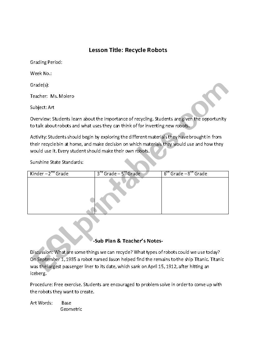 Renew, Reuse, Recycle worksheet