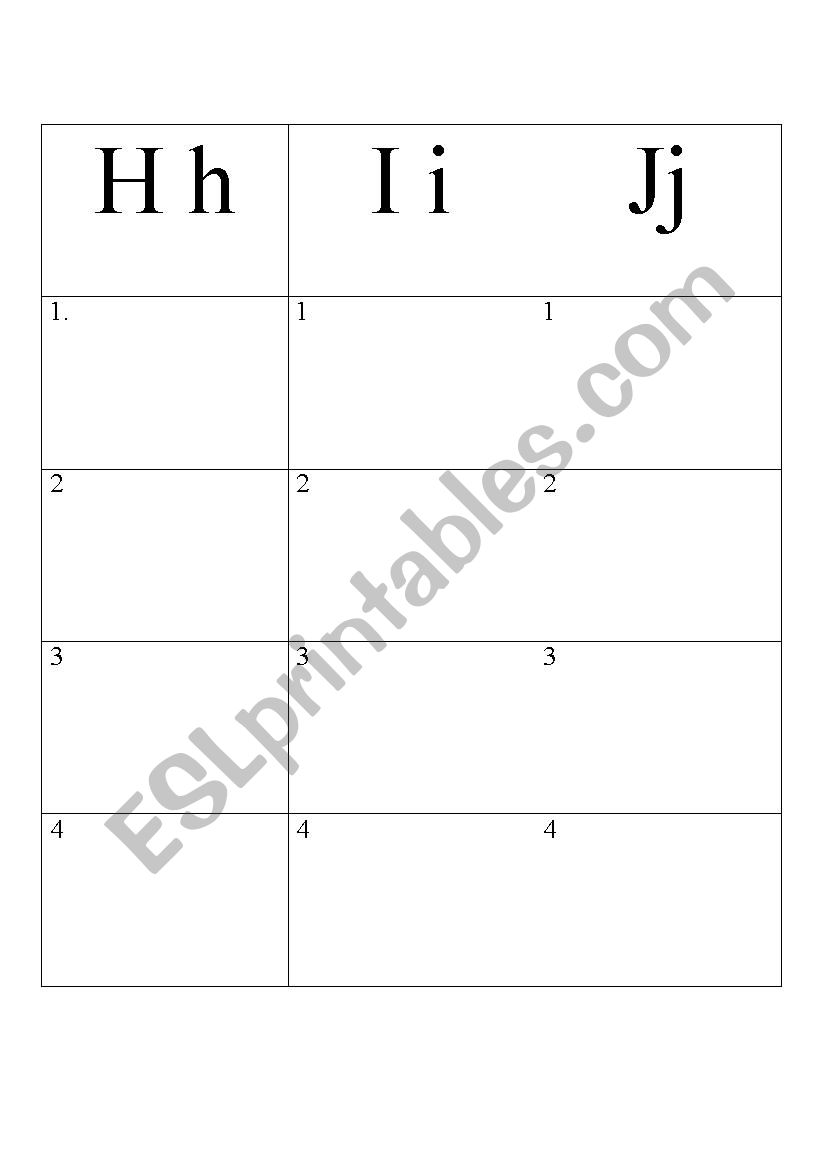 Beginning Letter Sound H,I,J worksheet