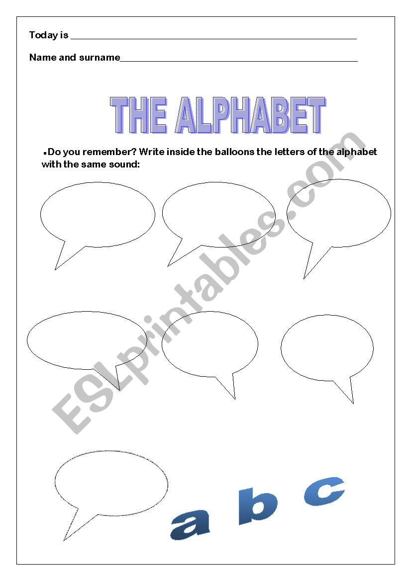 The alphabet worksheet