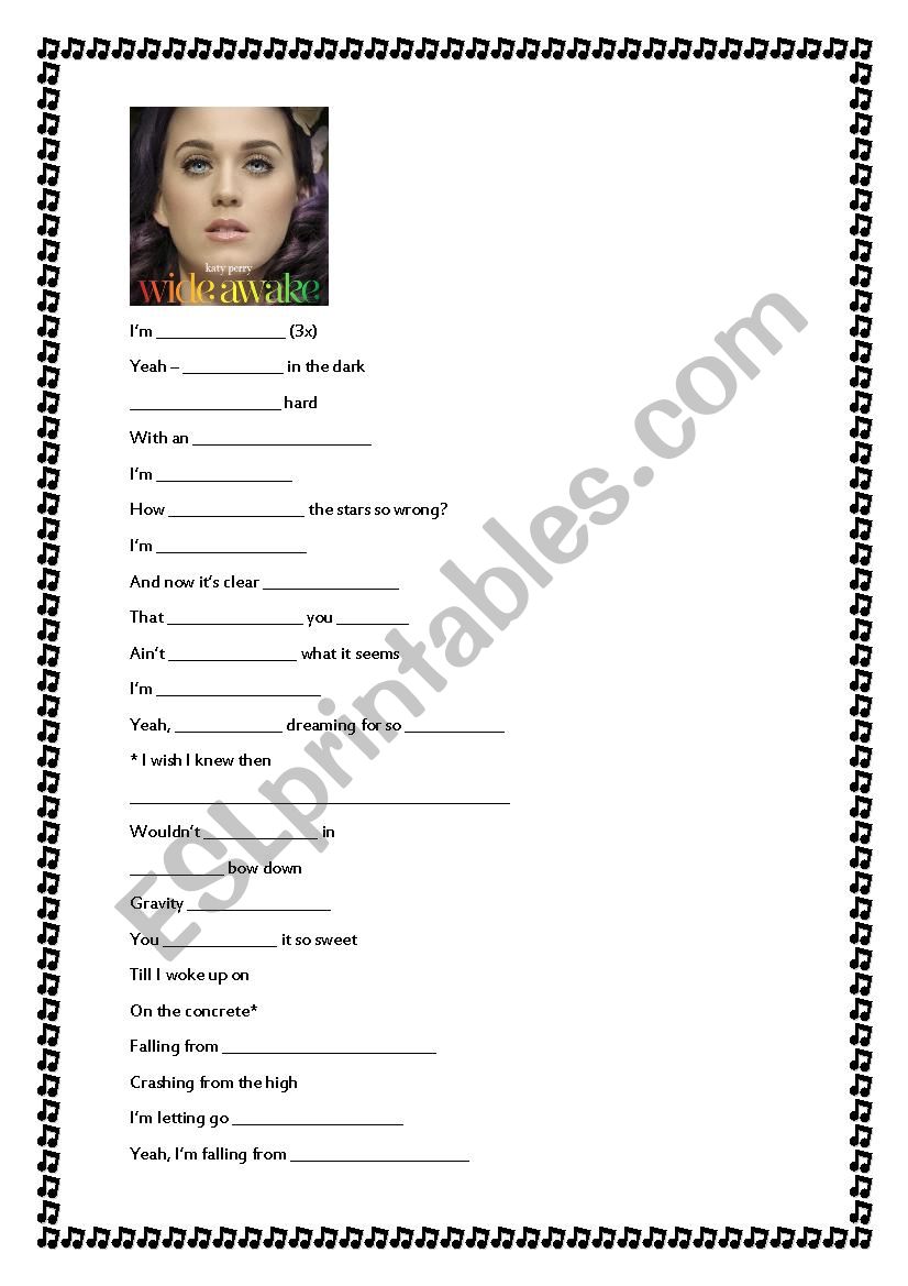 Wide Awake - Katy Perry worksheet