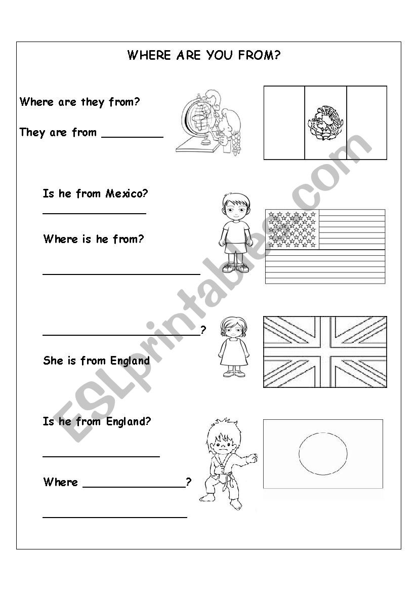 Nationalitites and countries worksheet
