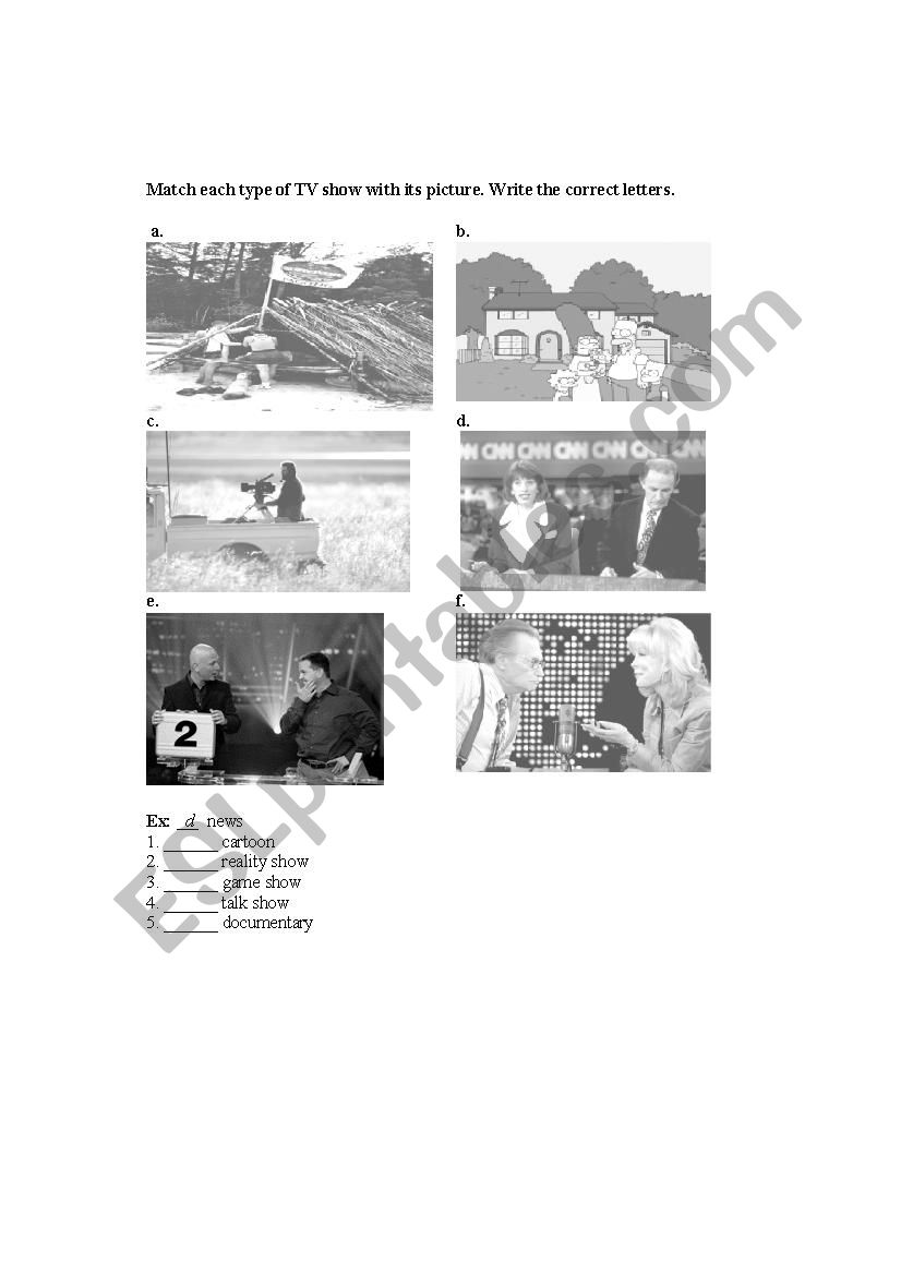 TV PROGRAMS  worksheet