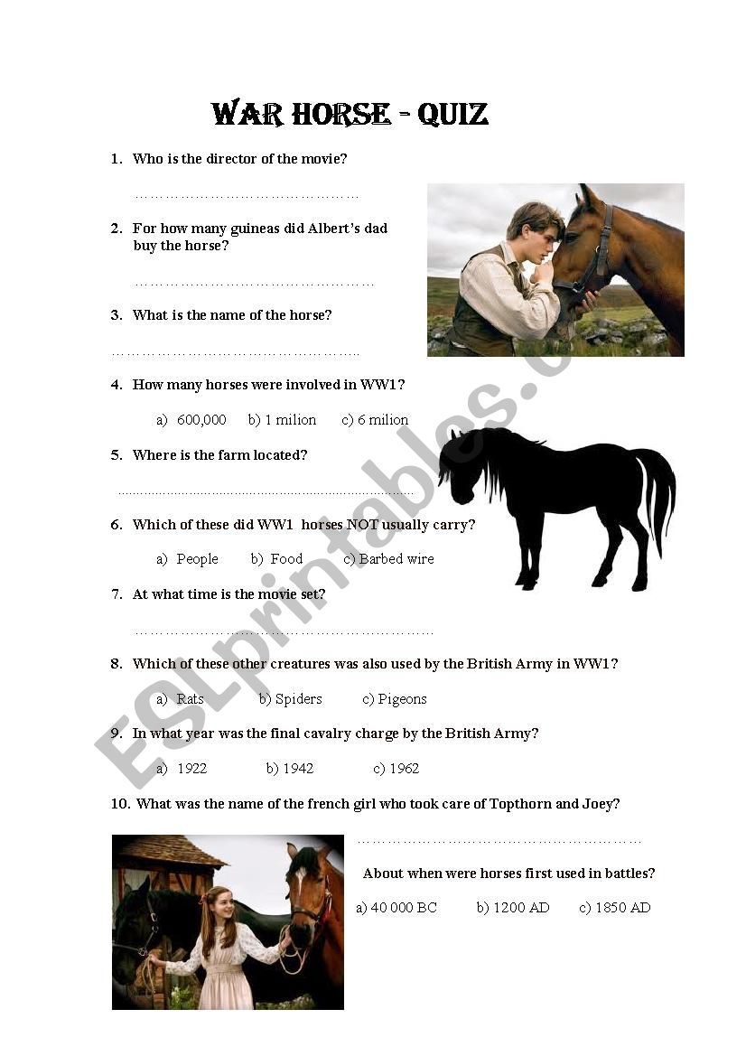 war horse essay questions