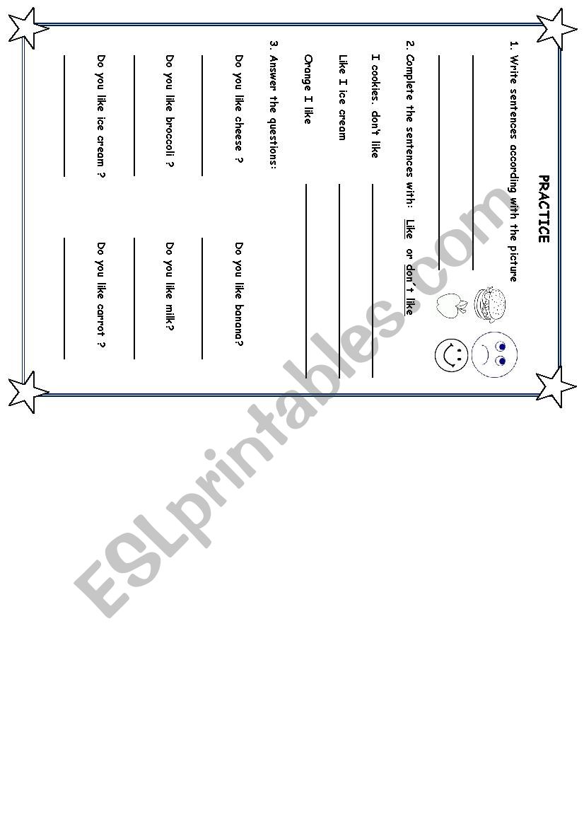 Verb to Like worksheet