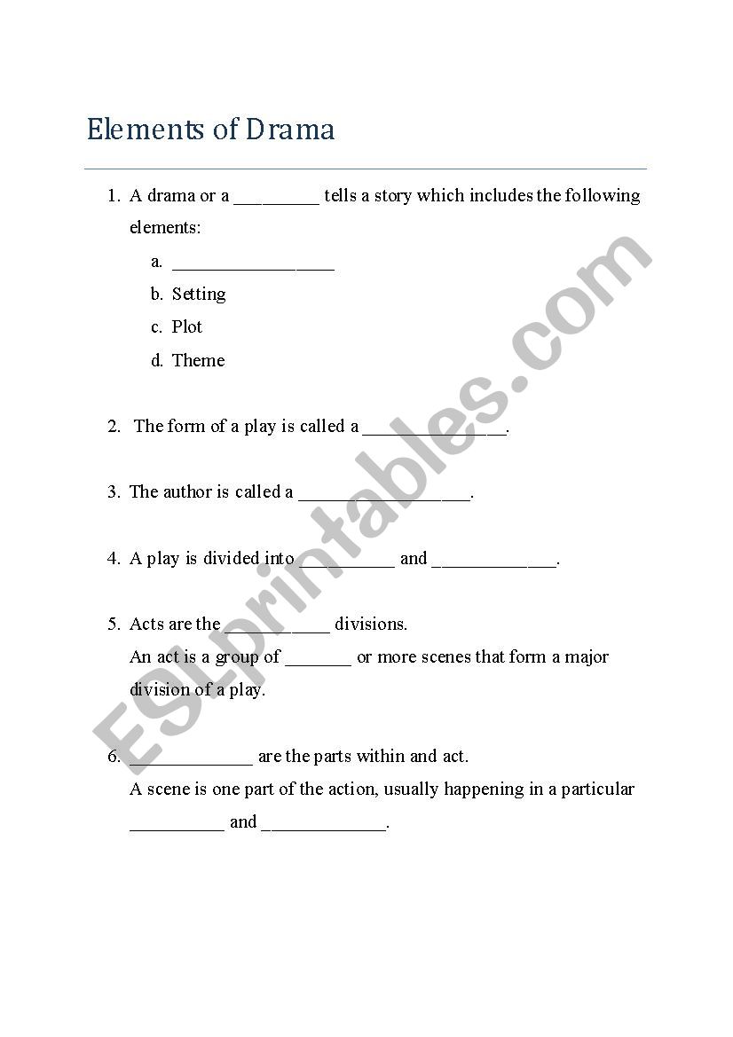 Elements of Drama worksheet