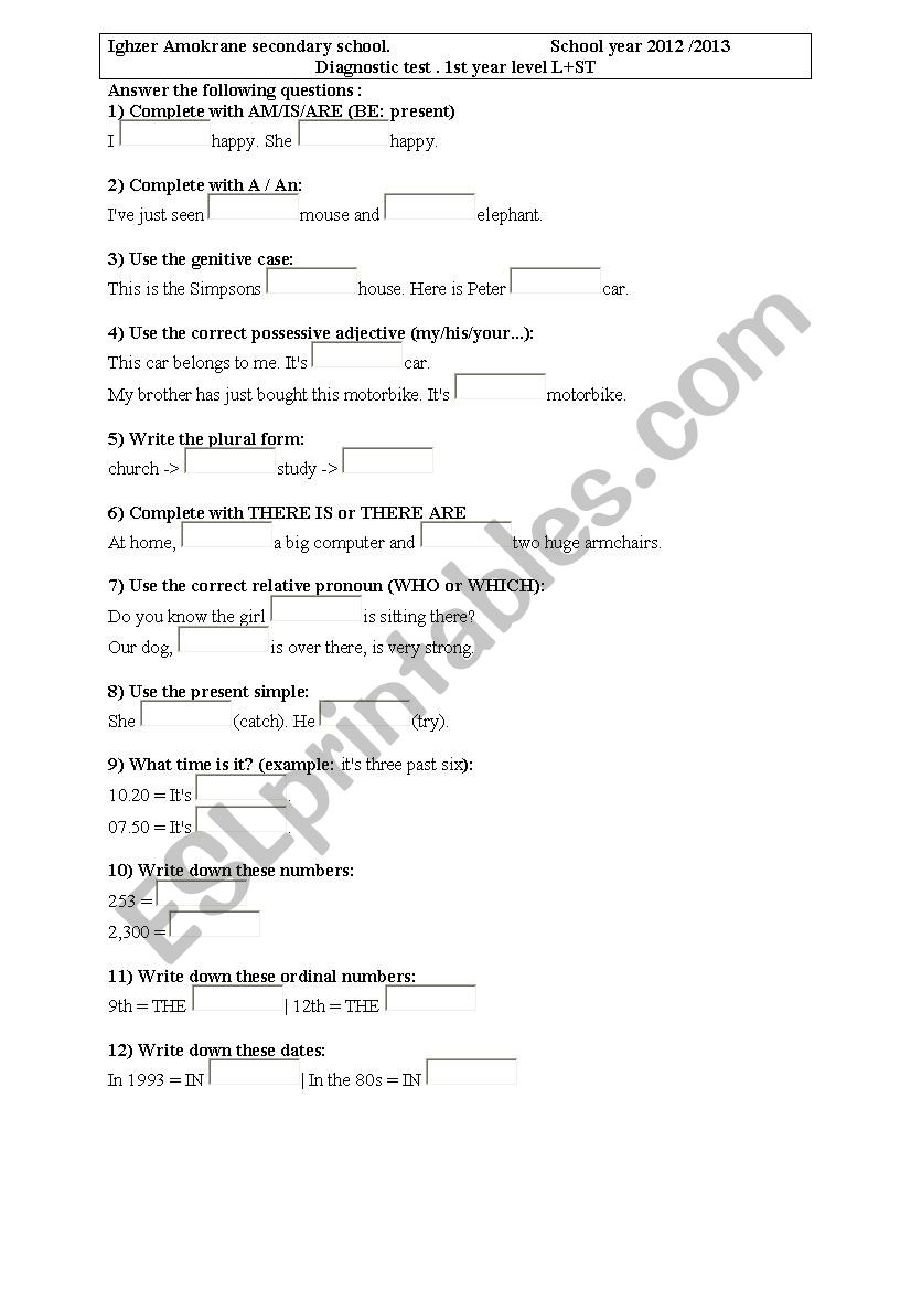 test - ESL worksheet by mezou