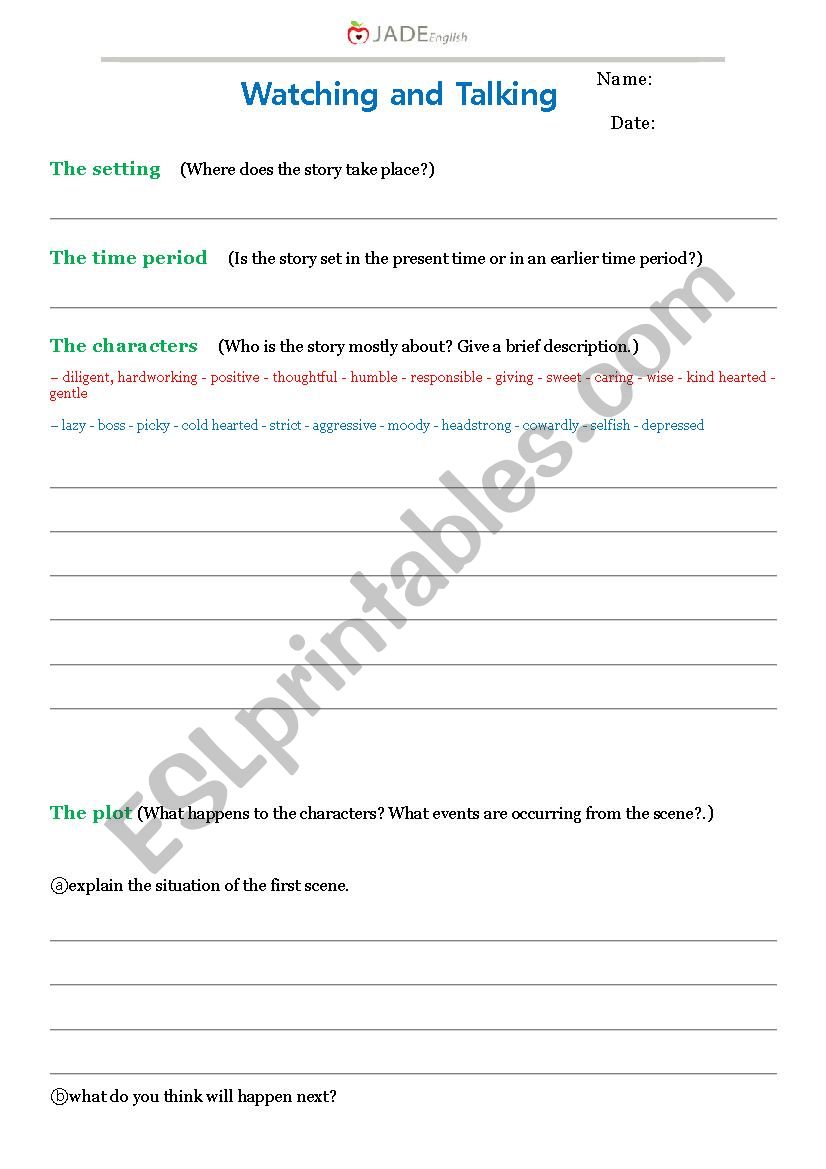 Watching and Speaking worksheet