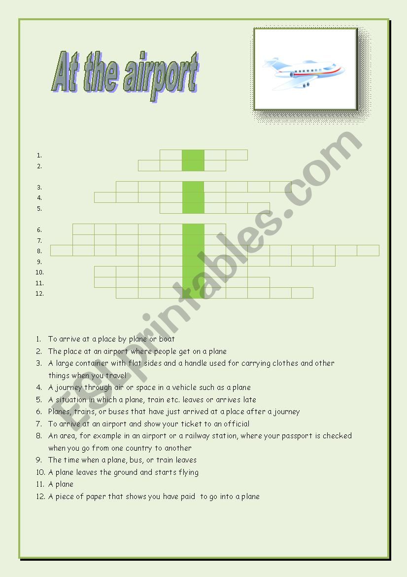 At the airport worksheet