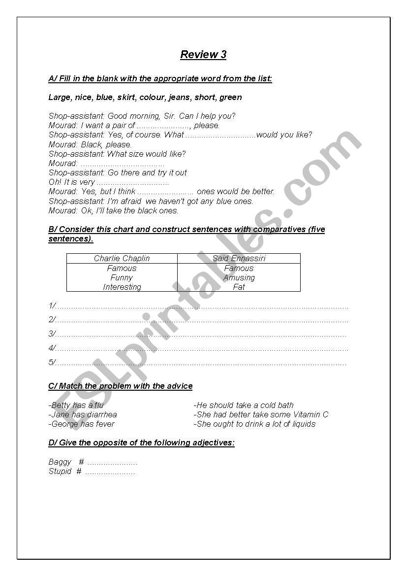 test worksheet