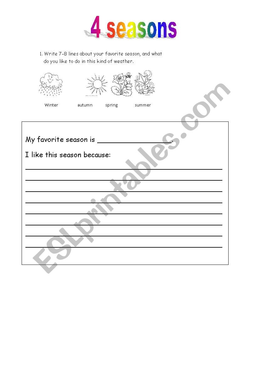 4 seasons worksheet