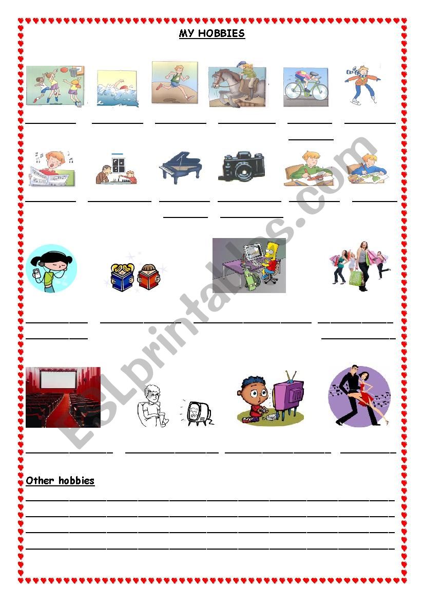 HOBBIES worksheet