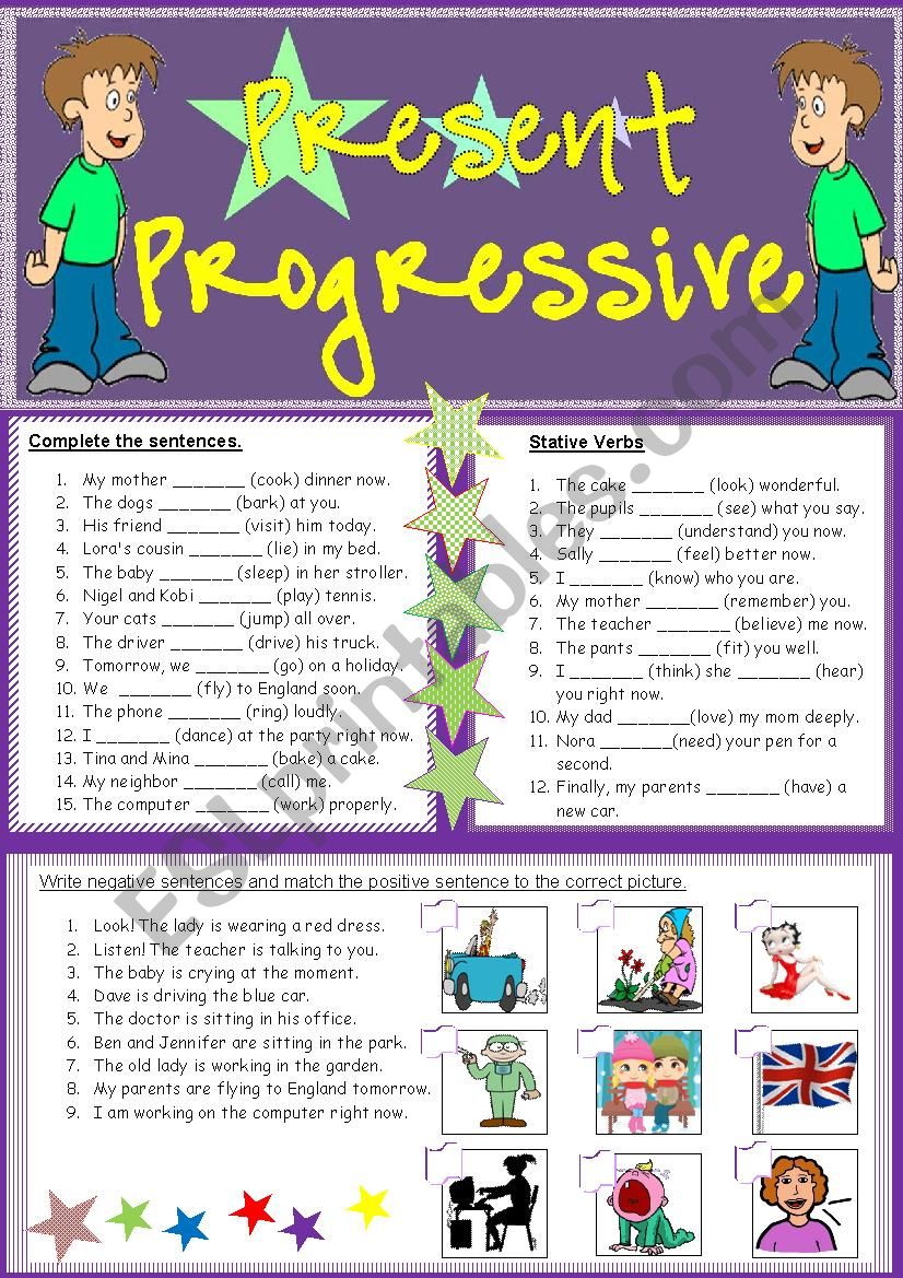 Present Progressive Verb Worksheet