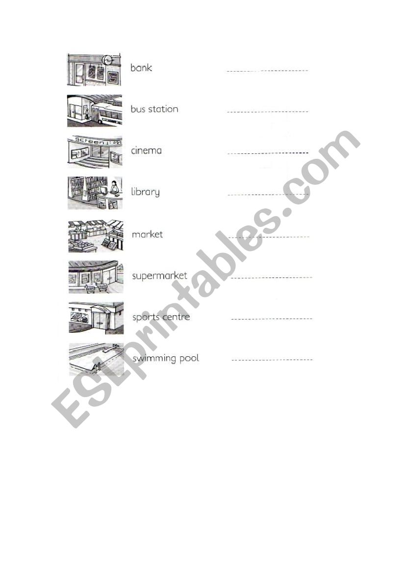 Vocabulary - In the Town worksheet