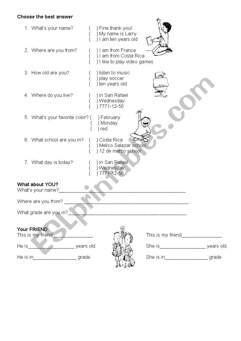 personal information worksheet