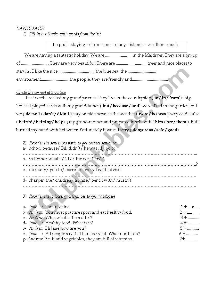 test for beginners worksheet