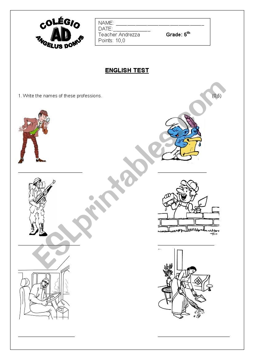 English test for kids and teenagers