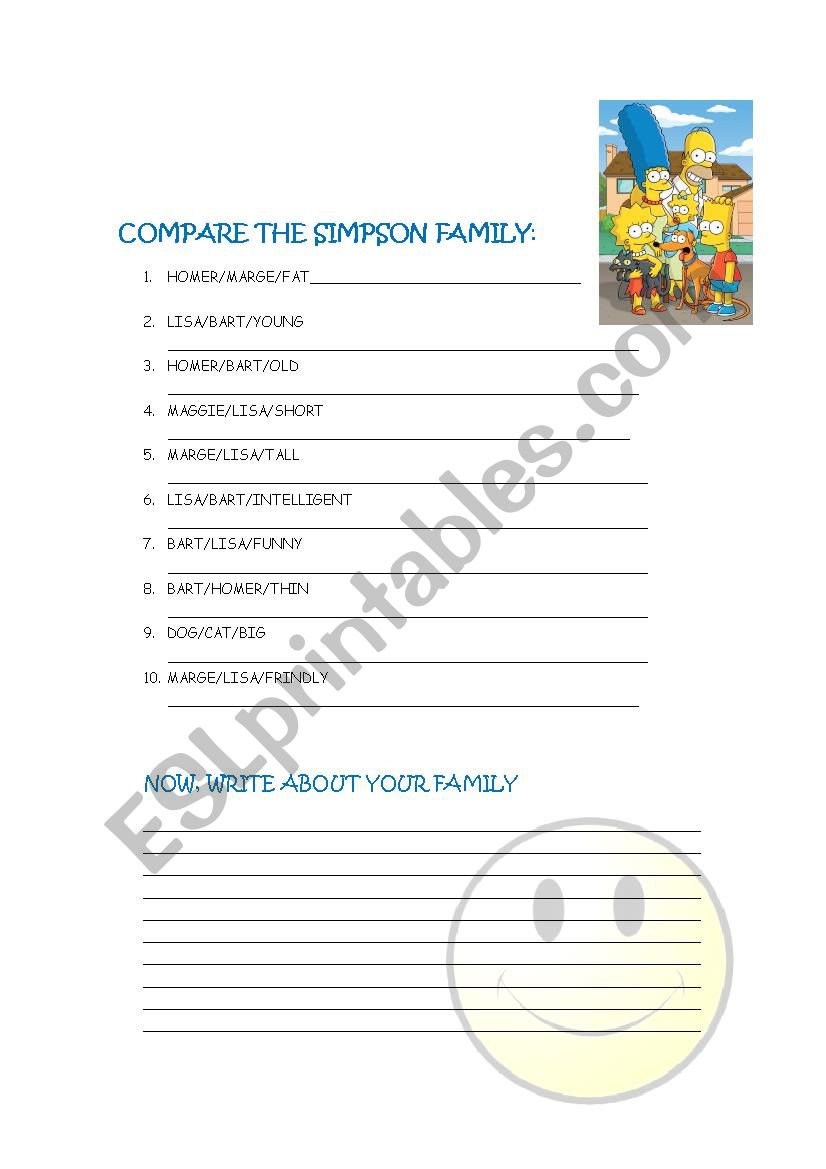 Comparatives- The Simpsons worksheet