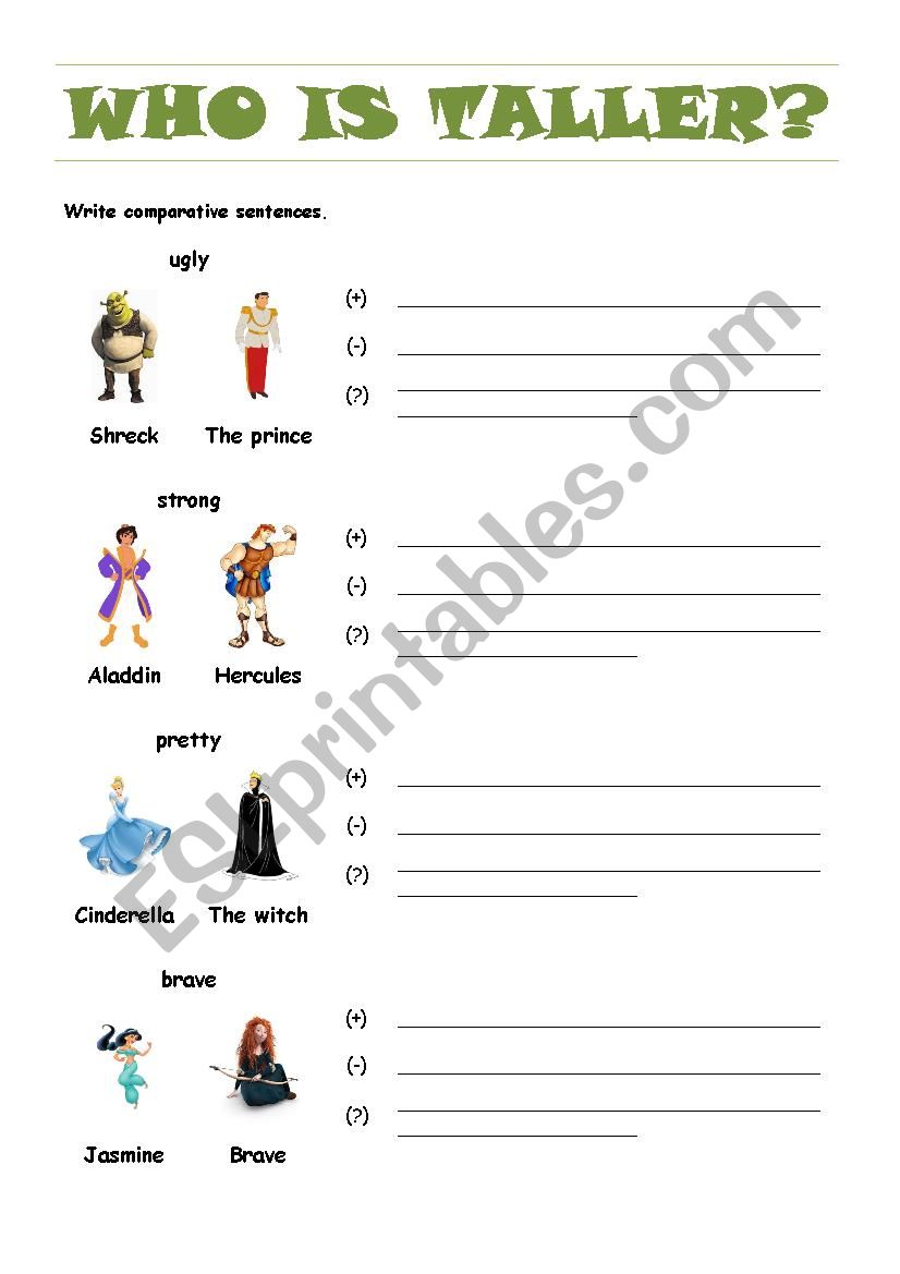 Who is taller? worksheet