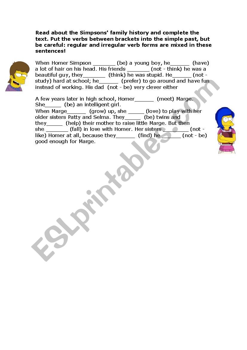 the simpsons worksheet