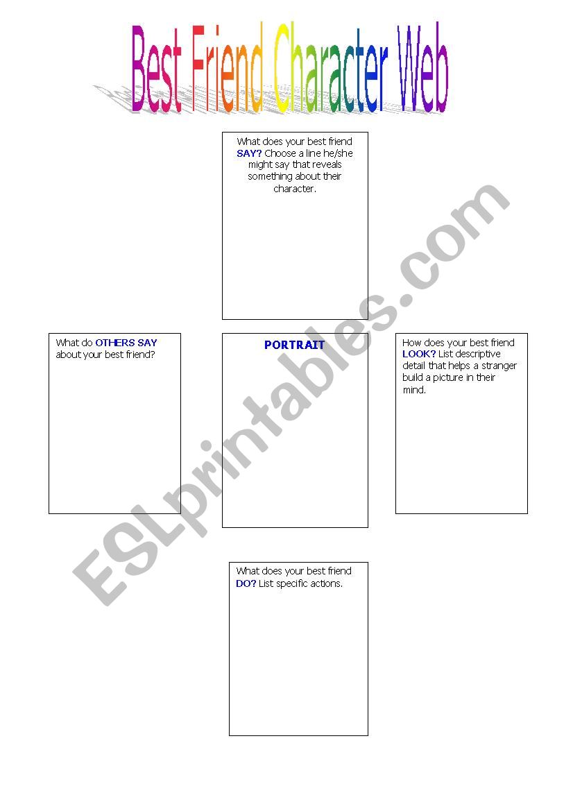 Best friend Character Web worksheet