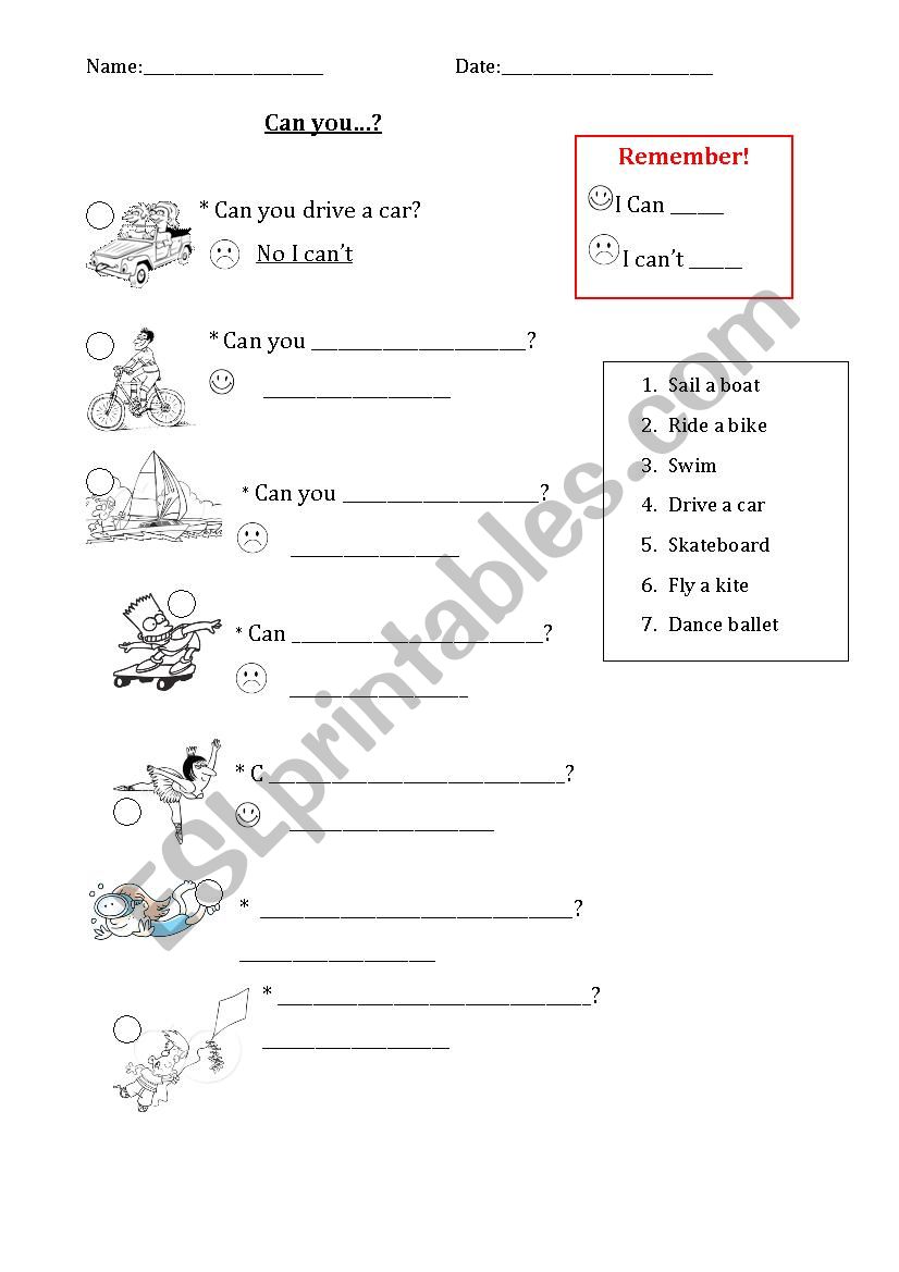 Can/Can´t (expressing ability) - ESL worksheet by jessicaorejuela