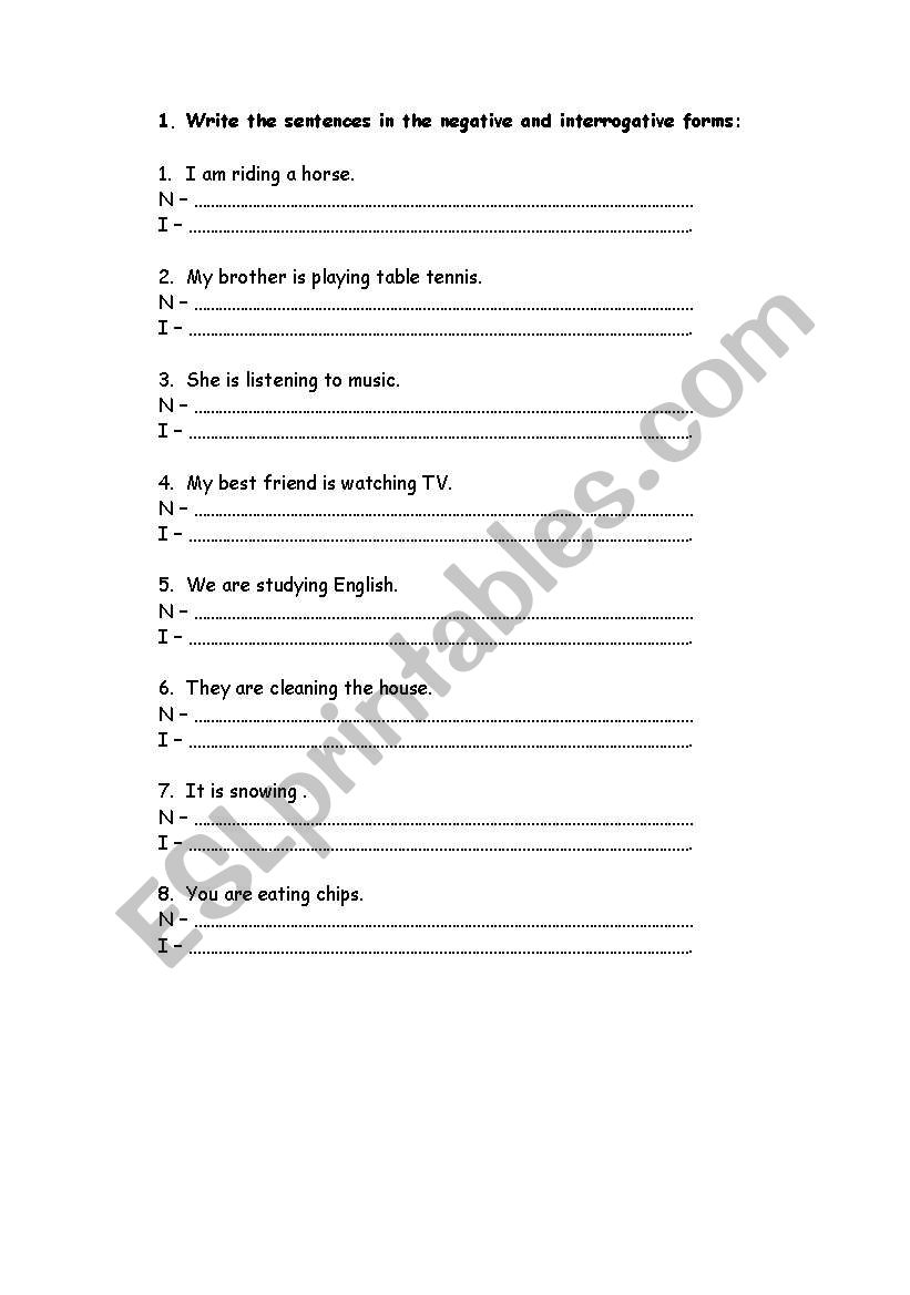 present continuous worksheet