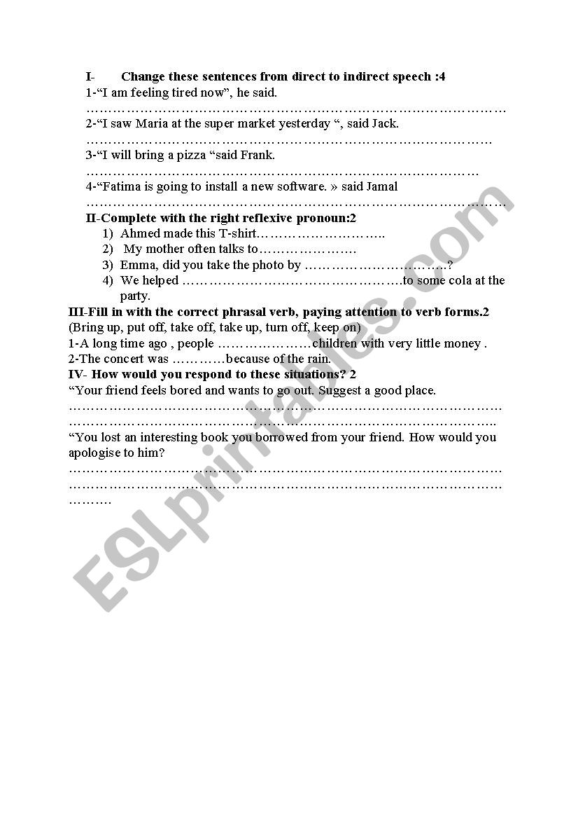 GRAMMAR EXERCISES worksheet