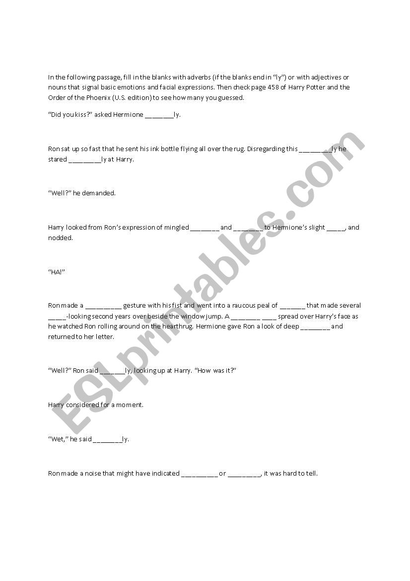  harry potter worksheet