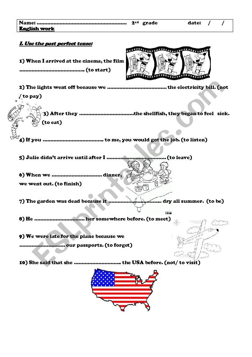  Past Perfect Tense Verb Worksheets 