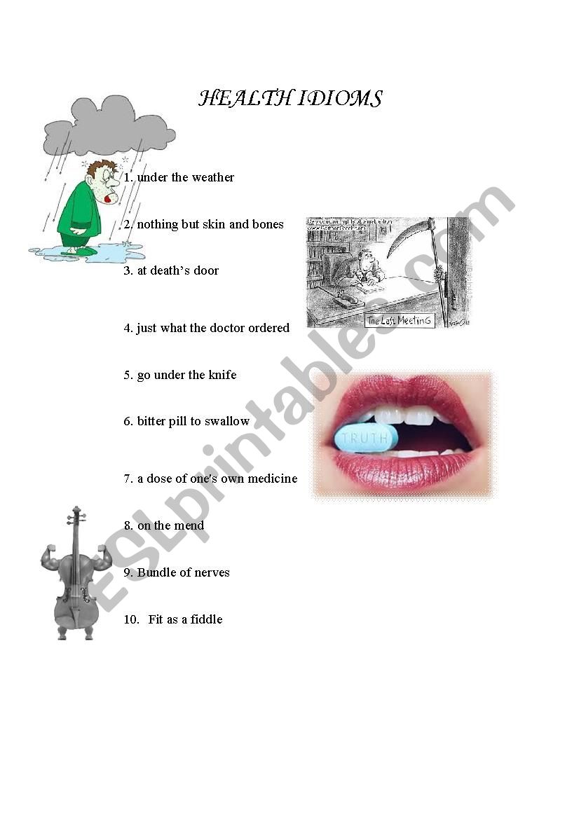 Health idioms worksheet