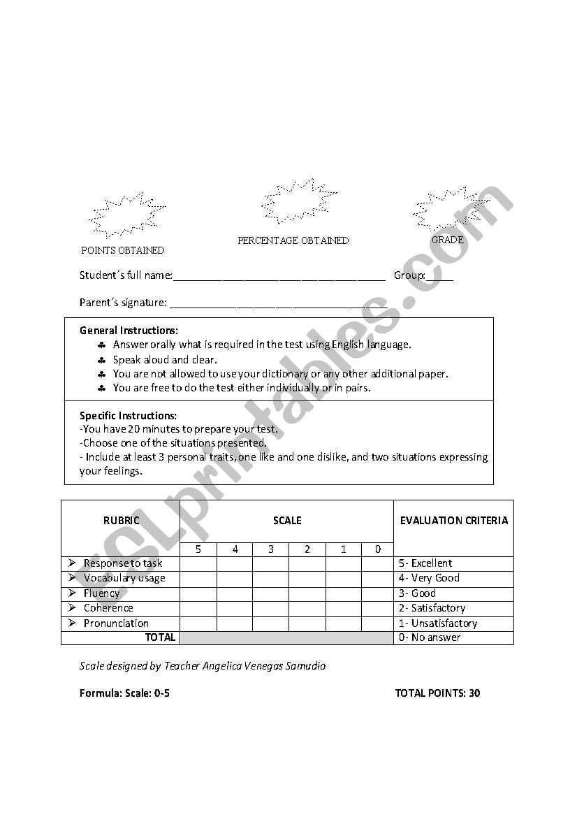 ESP Test worksheet