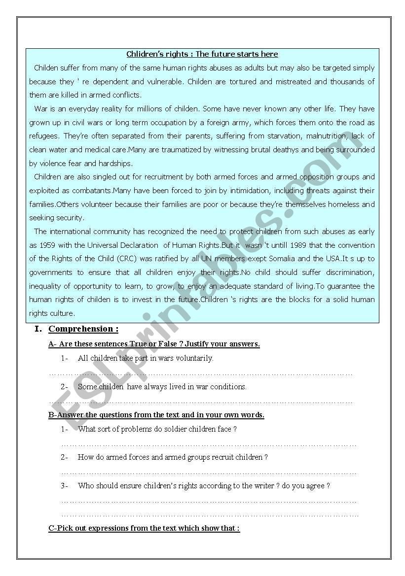 childen´s right - ESL worksheet by steffaya