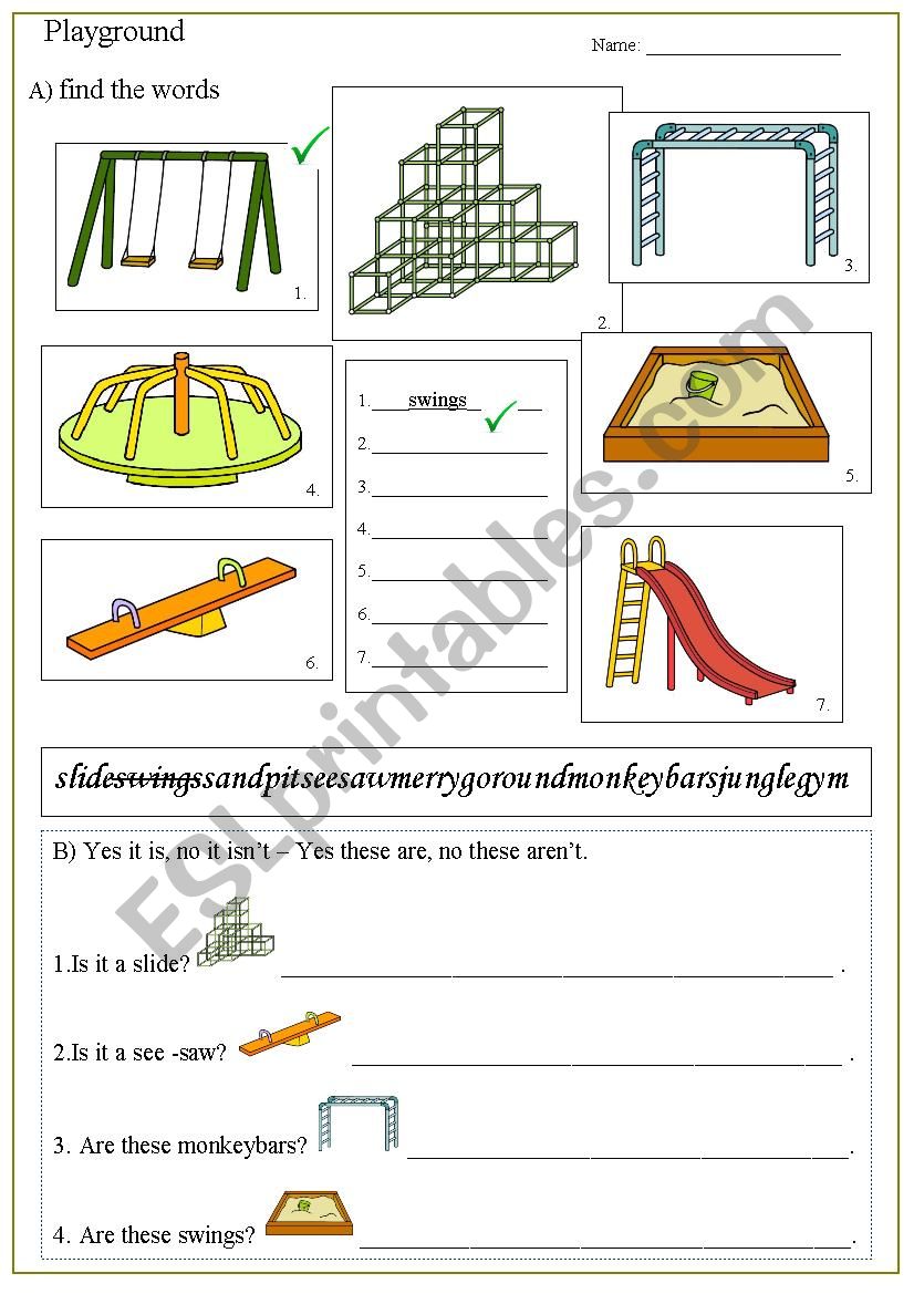 playground - ESL worksheet by beata8417