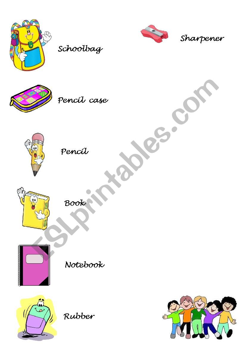school objects coloring worksheet
