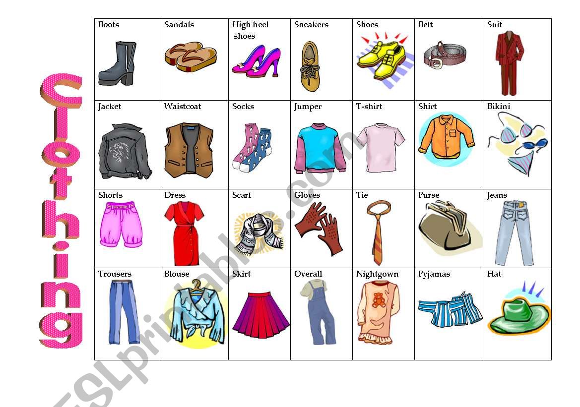 Clothing - ESL worksheet by Sintia
