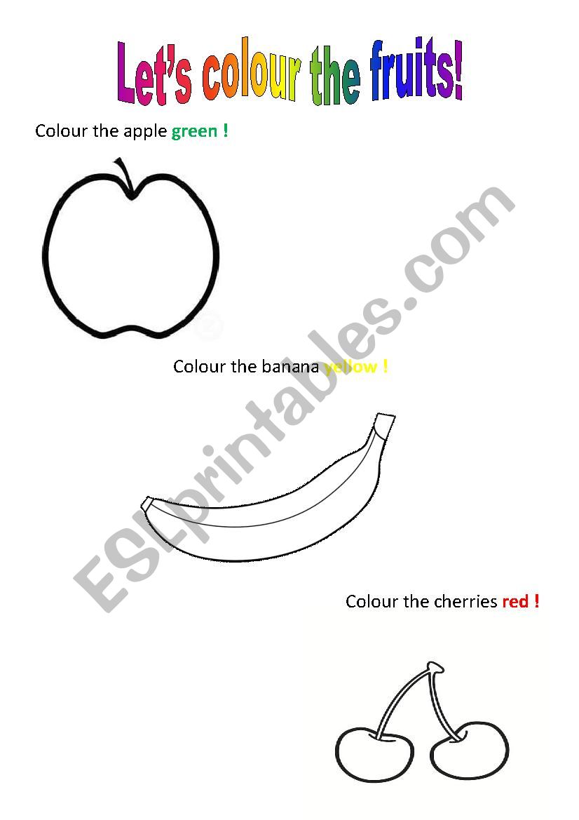 Lets colour the fruits! worksheet