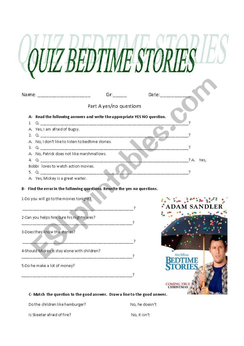 BEDTIME STORIES what a wonderful movie with Adam Sandler perfect for  children