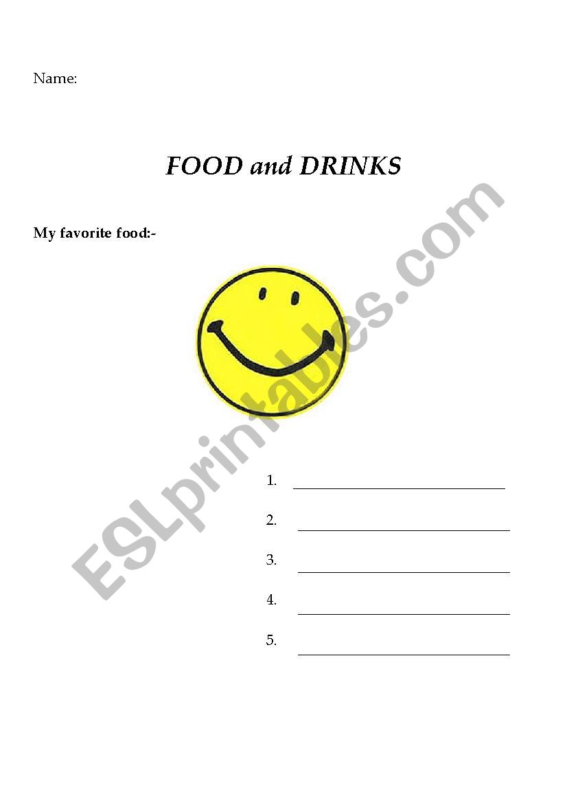 FOOD AND DRINKS worksheet