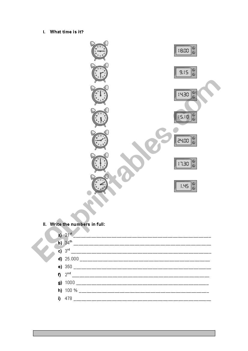 Daily routine / What´s the time? - ESL worksheet by LipaM