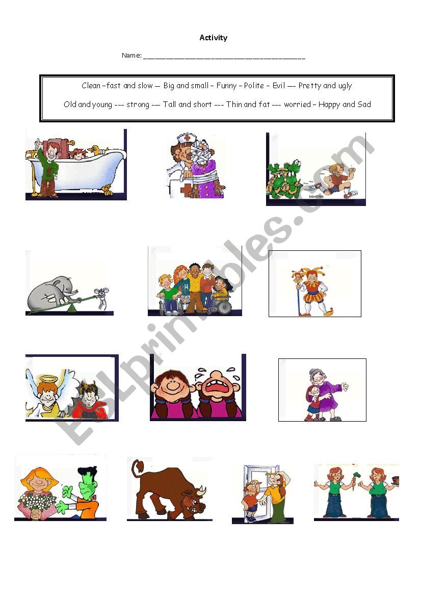 Adjectives worksheet