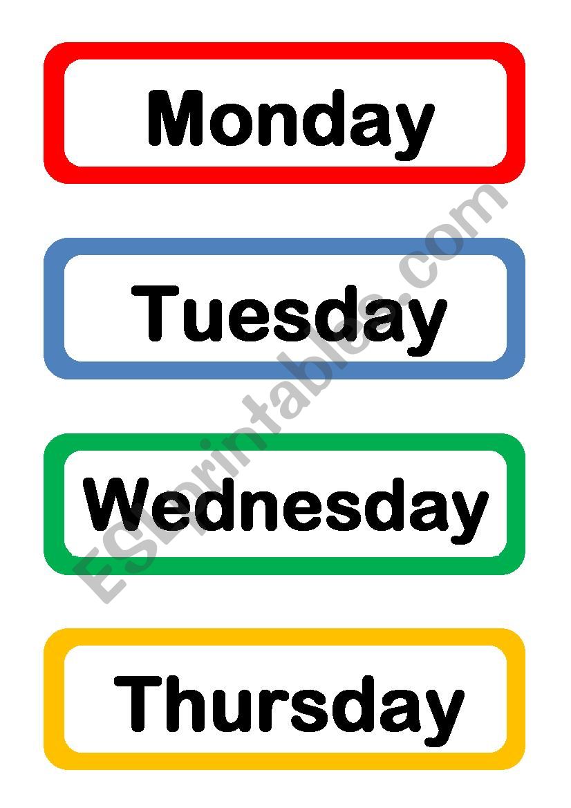 Days of the week worksheet