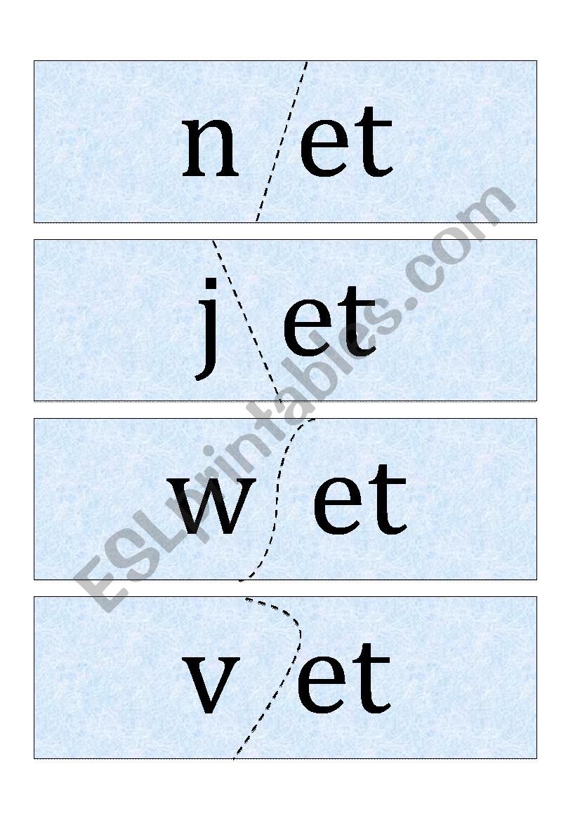 word puzzles -et -eg worksheet
