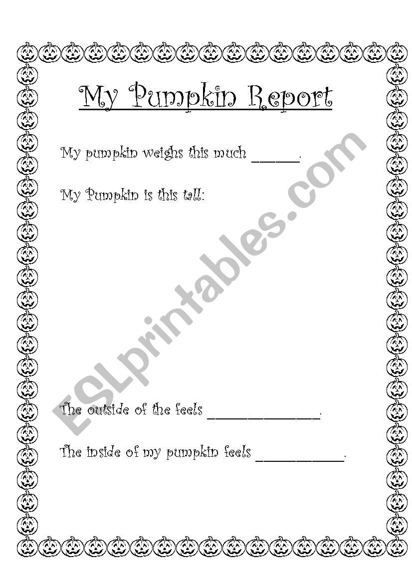 My Pumpkin Report worksheet