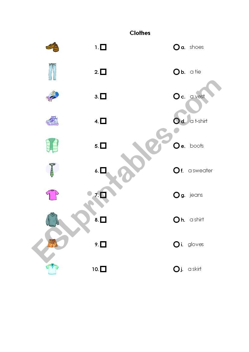 clothes - ESL worksheet by hayal06