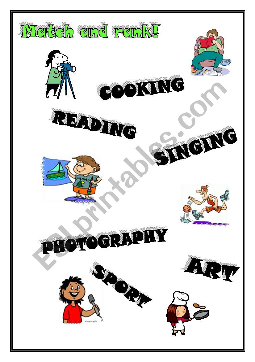 Hobbies worksheet