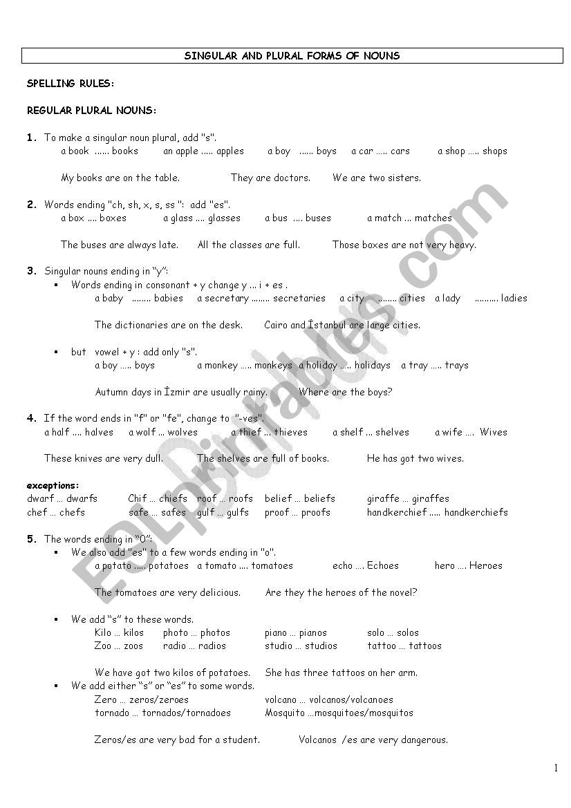 plurals worksheet