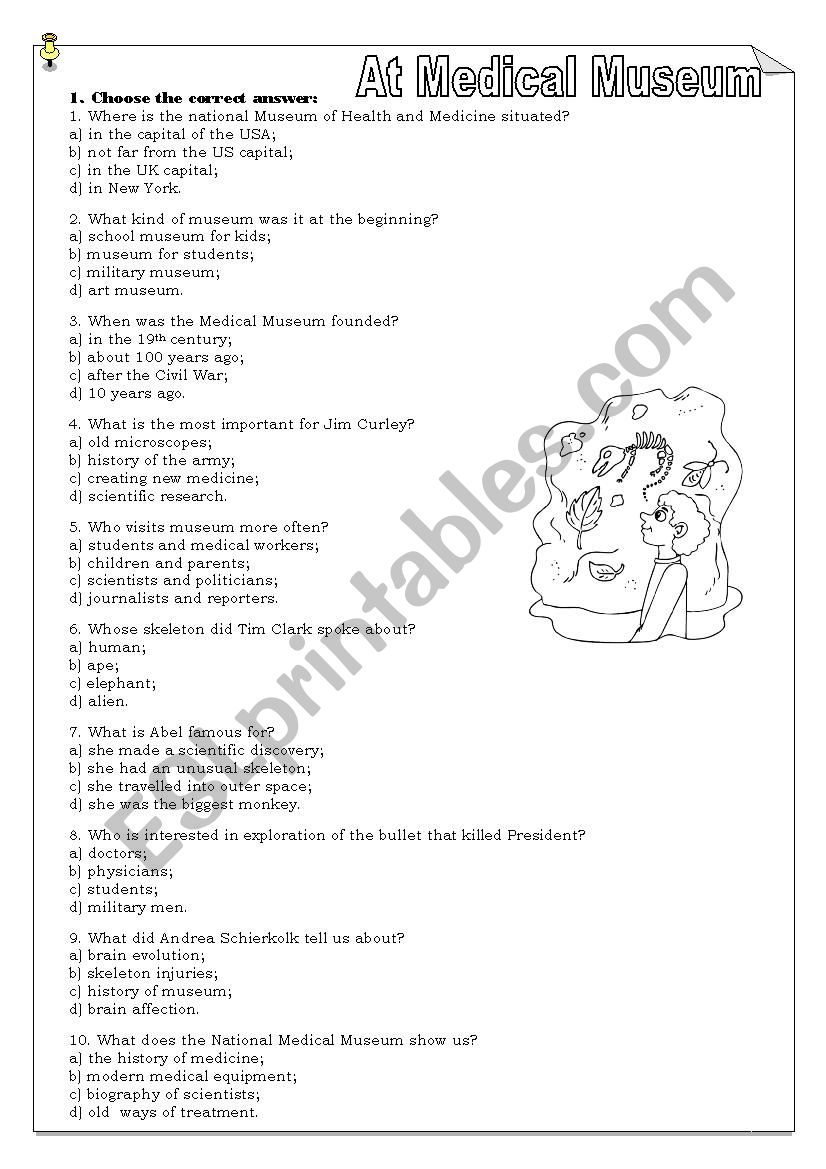 At Medical Museum worksheet