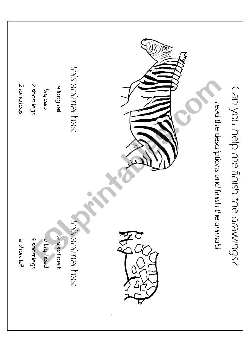 Complete the animal worksheet