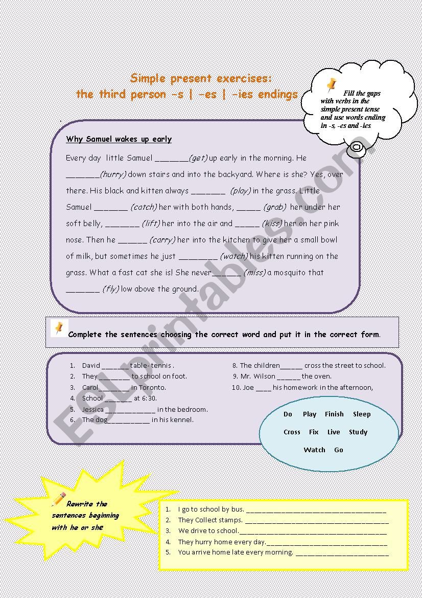 Third Person Singular ESL Worksheet By Avr001